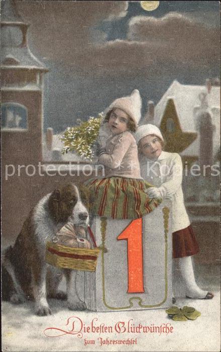 Bernhardiner Kinder Datum 1. Januar Neujahr Kleeblat