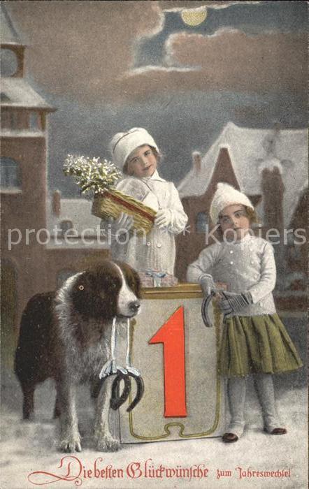 Hunde Kinder Datum 1. Januar Neujahr Hufeisen