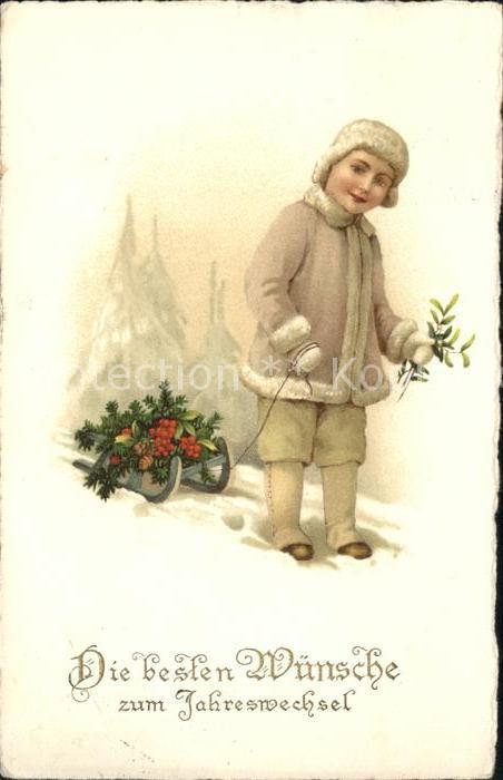 Schlitten Schnee Kind Wintermode Mistel Neujahr