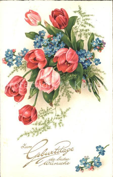 Geburtstag Tulpen Vergissmeinnicht