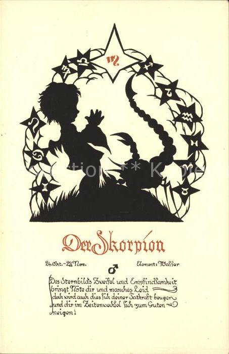 Sternzeichen Skorpion Schattenbildkarte