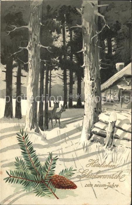 Tannenzapfen Neujahr Rehe
