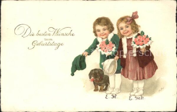 Dackel Dachshund Teckel Hunde dogs Chien Kinder Rosen Geburtstag