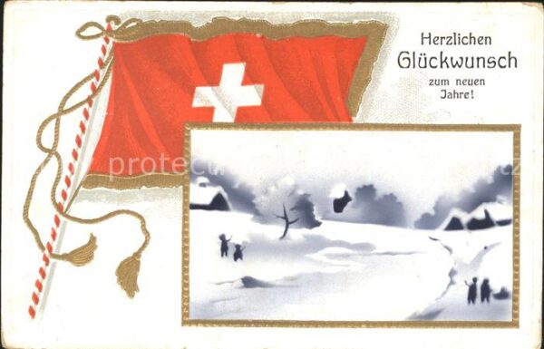 Fahnen Schweiz Glückwunsch Neujahr