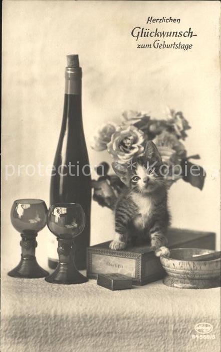Katzen Wein Gläser Glückwunsch Geburtstag Rose