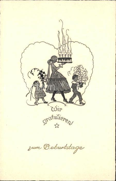 Geburtstag Glückwunsch Kinder Torte Blumen Herz