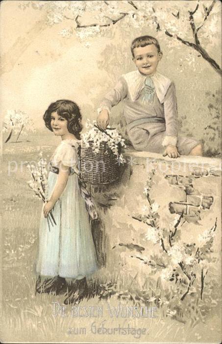 Kinder Child Enfants Glückwunsch Geburtstag Blumen