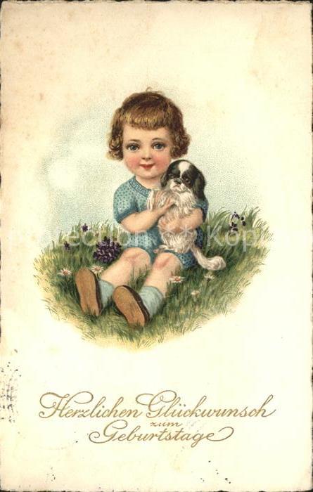 Kinder Child Enfants Hund Glückwunsch Geburtstag