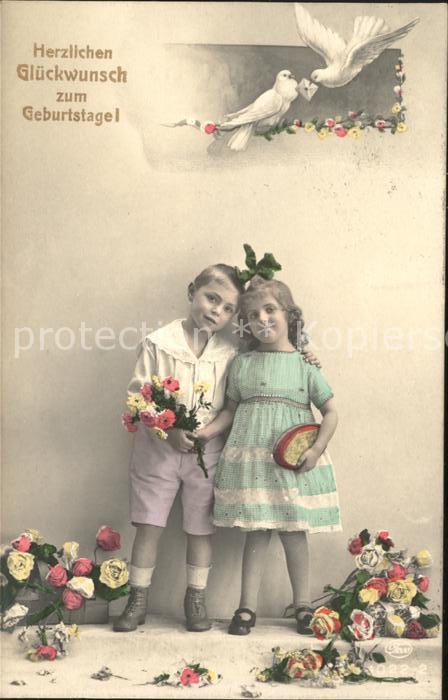 Foto Teco Nr. 1022-2 Kinder Brieftaube Rosen Glückwun
