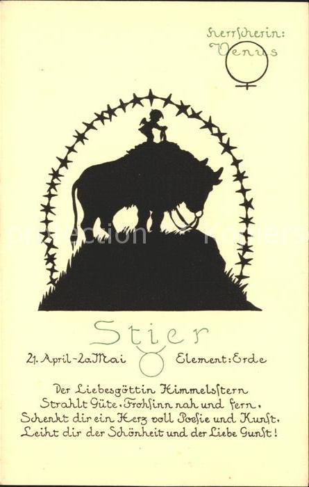 Sternzeichen Stier Schattenbildkarte Boldt-Kaiser-Ka
