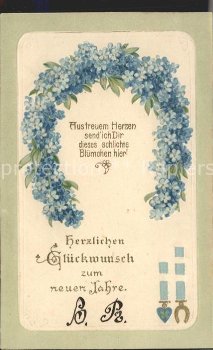 Hufeisen Vergissmeinnicht Glückwunsch Neujahr