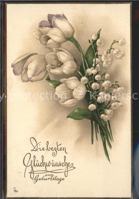 Maigloeckchen Tulpen Glückwunsch Geburtstag