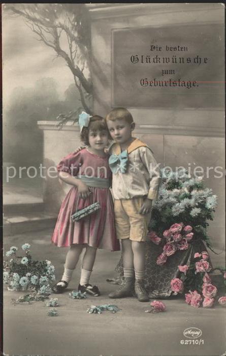 Foto Amag Nr. 62710/1 Kinder Blumen Glückwunsch Gebur