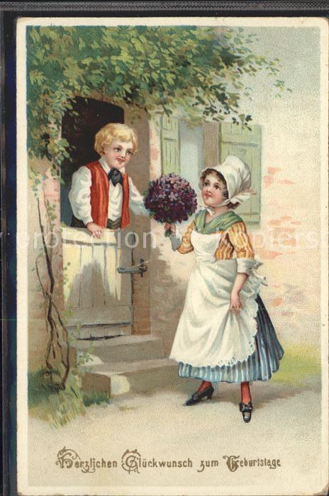 Kinder Child Enfants Glückwunsch Geburtstag Blumen
