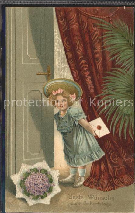 Kinder Child Enfants Mädchen Glückwunsch Geburtstag Blumen B