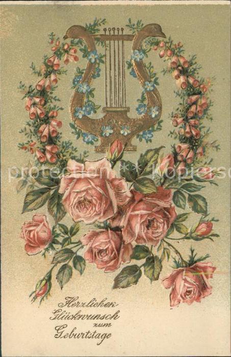 Harfe Rosen Glückwunsch Geburtstag