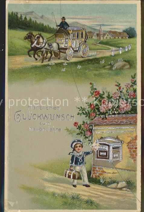 Pferdekutschen Pferde Kind Briefkasten Neujahr Rosen