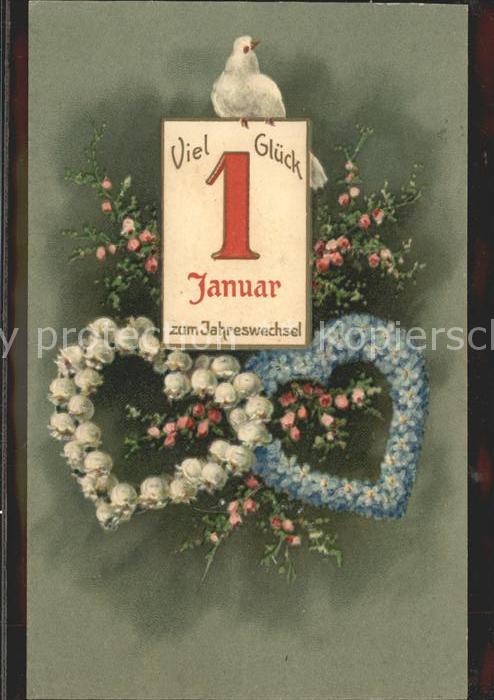 Tauben Datum Neujahr Herzen Maiglöckchen Vergi
