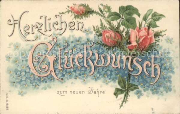 Rosen Vergissmeinnicht Glückwunsch Neujahr