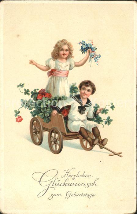 Kinder Child Enfants Matrosenanzug Kleeblätter Blumen Geburt