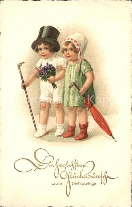 Kinder Child Enfants Zylinder Glückwunsch Geburtstag Schirm