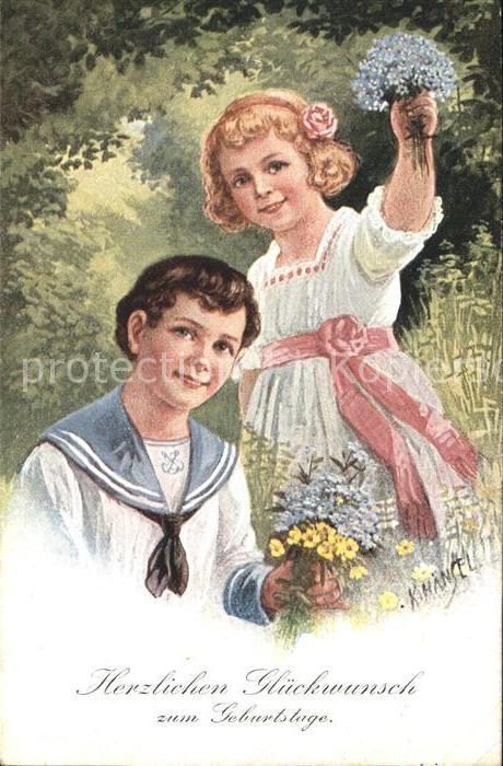 Haensel K. Kinder Matrosenanzug Blumen Geburtstag