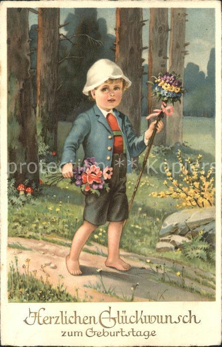 Kinder Child Enfants Blumen Wald Glückwunsch Geburtstag