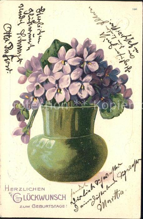 Geburtstag Veilchen Vase Litho