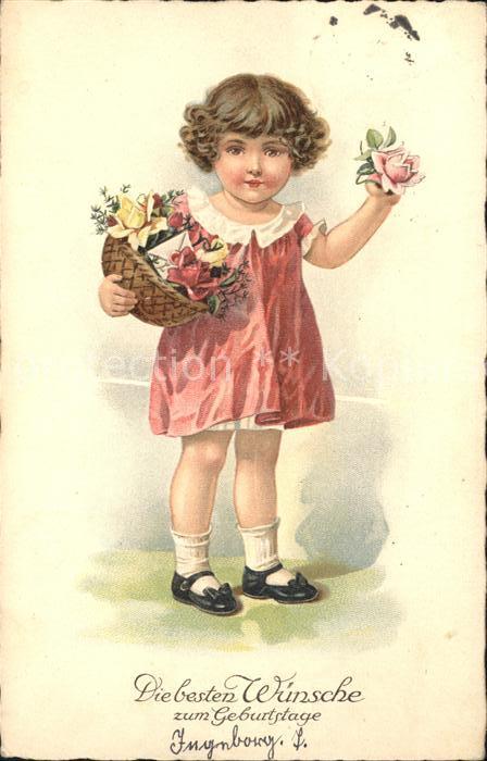 Kinder Child Enfants Mädchen Rosen Korb Geburtstag