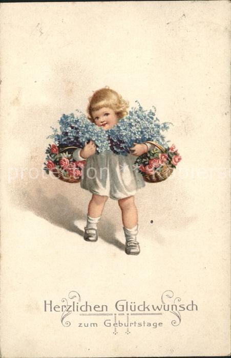 Kinder Child Enfants Mädchen Vergissmeinnicht Rosen Geburtst