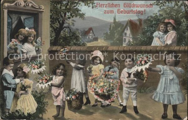 Kinder Child Enfants Geburtstag Blumen