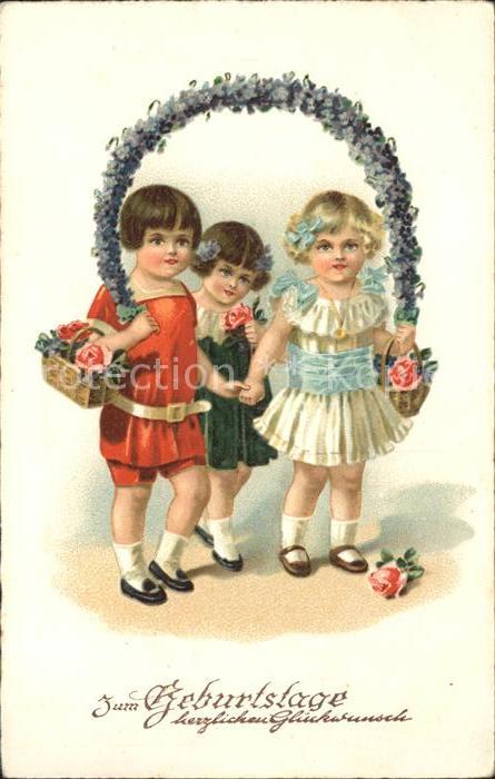 Kinder Child Enfants Vergissmeinnicht Rosen Geburtstag