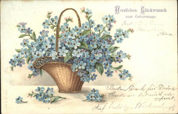 Geburtstag Glückwunsch Vergissmeinnicht Litho
