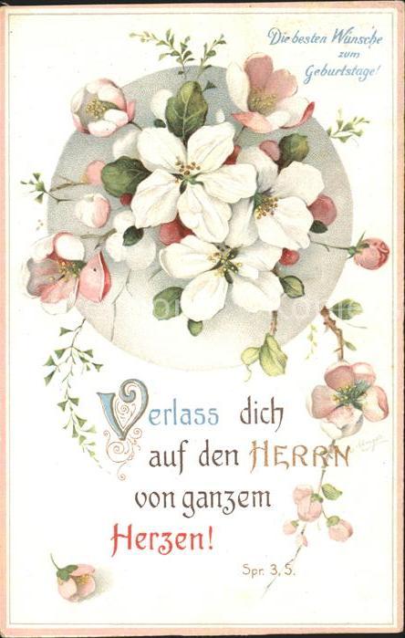 Geburtstag Glückwunsch Blumen Litho