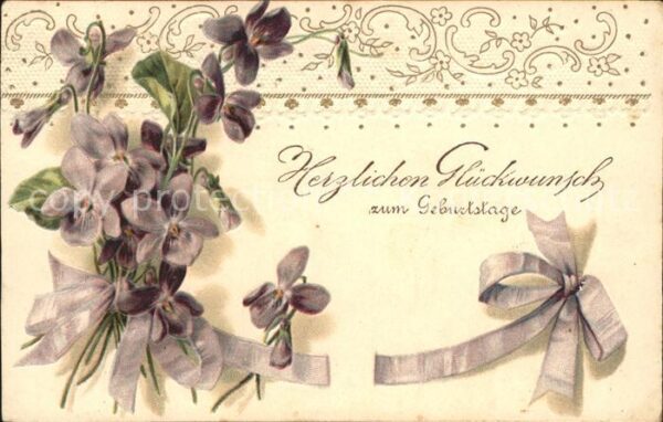 Geburtstag Glückwunsch Veilchen Litho
