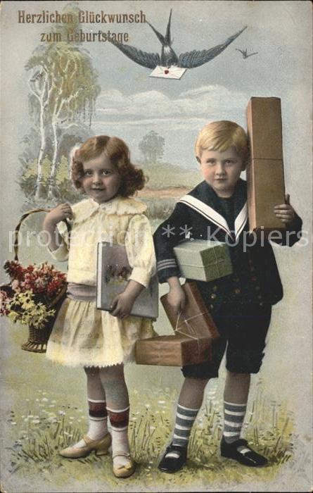 Kinder Child Enfants Schwalbe Brief Geschenke Blumen Geburts