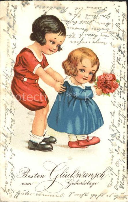 Kinder Child Enfants Rosen Glückwunsch Geburtstag