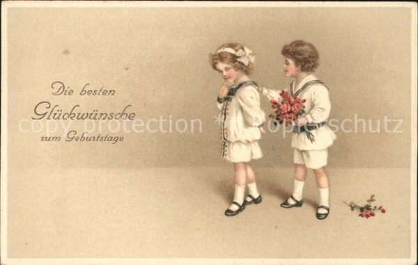 Kinder Child Enfants Glückwunsch Geburtstag Rosen