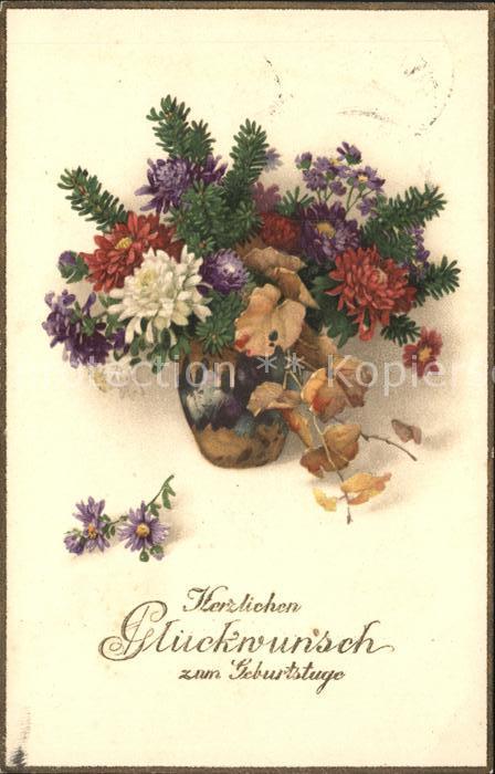 Geburtstag Glückwunsch Blumen Litho