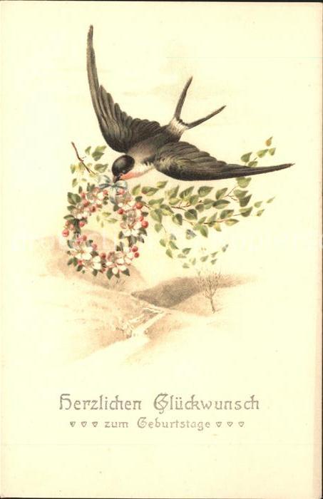 Geburtstag Glückwunsch Schwalbe Blumen