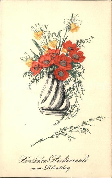 Geburtstag Mohnblumen Narzissen