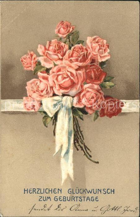 Rosen Glückwunsch Geburtstag Litho