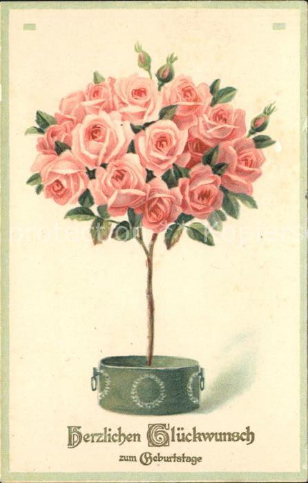 Geburtstag Glückwunsch Rosen Litho