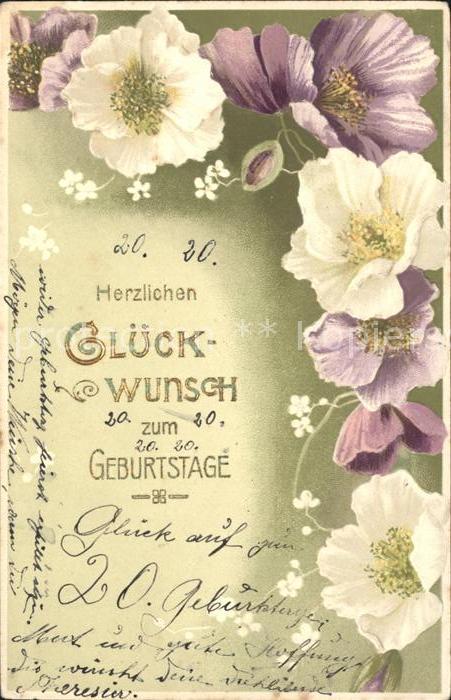 Geburtstag Glückwunsch Blumen Litho