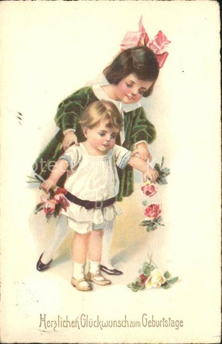 Kinder Child Enfants Rosen Glückwunsch Geburtstag