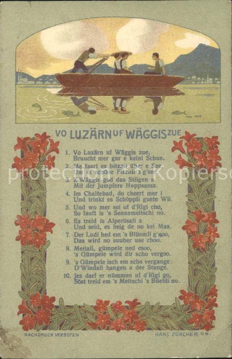Liederkarte Vo Luzärn uf Wäggis zue Bootsfahrt Alpe