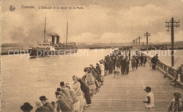 Dampfer Oceanliner Ostende Estacade Malle