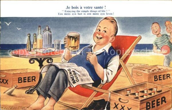 Bier Strand Liege Künstlerkarte Fitz Patrick