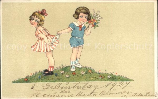 Kinder Child Enfants Blumen Brief Geburtstag