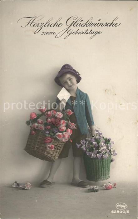 Foto Amag Nr. 62800/5 Kind Blumen Geburtstag